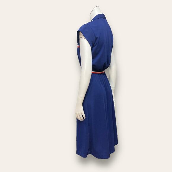 70s VTG Sunshine Alley blue, red and white Blouson Dress size 8 - Picture 4 of 8